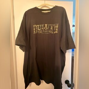 NWT! Duluth Trading Co Black Tee with Olive/Brown Camo Logo